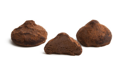 chocolate truffles isolated