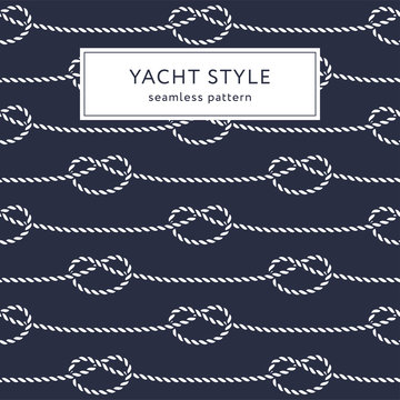 Nautical rope seamless pattern. Yacht style design. Vintage decorative background. Template for prints, wrapping paper, fabrics, covers, flyers, banners, posters and placards. Vector illustration.