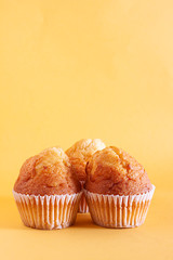 HOME CUPCAKES ON YELLOW BACKGROUND