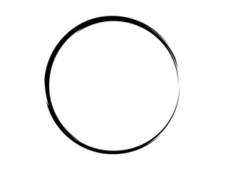 Grunge circle made of black paint.Grunge round shape made for marking.