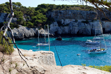 Macarelleta, Menorca / Spain - June 25, 2016: Cala Macarelleta bay, Menorca, Balearic Islands, Spain