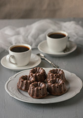 Chocolate muffins with coffee