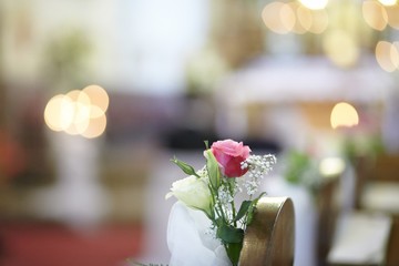 Beautiful wedding church decoration - obrazy, fototapety, plakaty