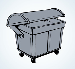 Large street trash can. Vector drawing