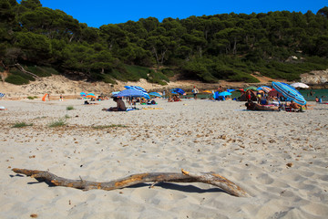 Cala Trebaluger, Menorca / Spain - June 22, 2016: Cala Trebaluger beach and bay, Migjorn Gran,...