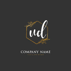 Handwritten initial letter U D UD for identity and logo. Vector logo template with handwriting and signature style.