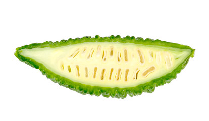 Bitter gourd or Bitter melon or Momordica charantia isolated on white background