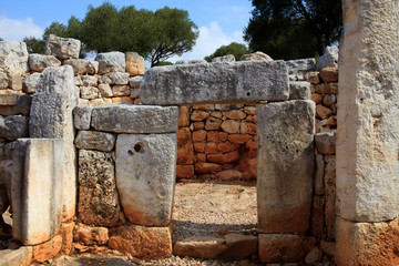 Torre d'en Galm&eacute;s, Menorca / Spain - June 23, 2016: Prehistoric area and ruins at Torre d'en Galm&eacute;s, Menorca, Balearic Islands, Spain