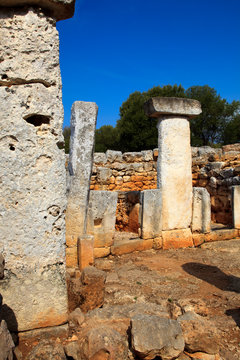 Torre d'en Galm&eacute;s, Menorca / Spain - June 23, 2016: Prehistoric area and ruins at Torre d'en Galm&eacute;s, Menorca, Balearic Islands, Spain