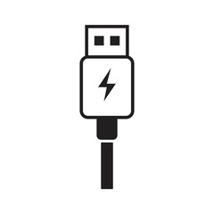 USB charge icon template black color editable. USB charge icon symbol Flat vector illustration for graphic and web design. - obrazy, fototapety, plakaty
