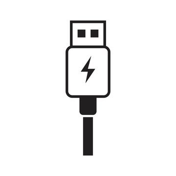 USB charge icon template black color editable. USB charge icon symbol Flat vector illustration for graphic and web design.
