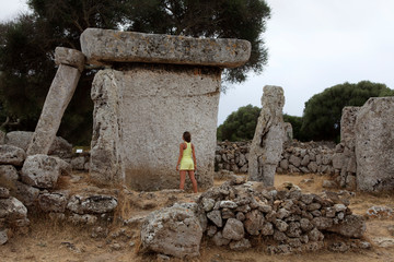 Talati de Dalt site, Menorca / Spain - June 23, 2016: Prehistoric site and ruins at Talati de Dalt,...