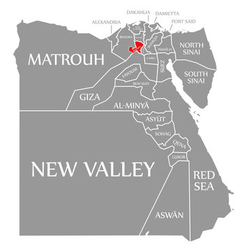 Monufia red highlighted in map of Egypt