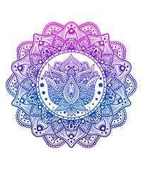 Circle mandala with lotus pattern style on white background-vector