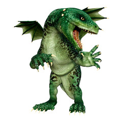 3D Rendering Fairy Tale Dragon on White