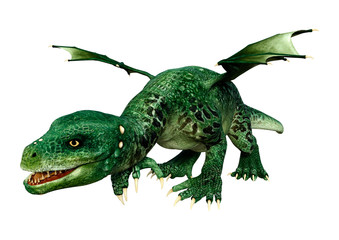 3D Rendering Fairy Tale Dragon on White