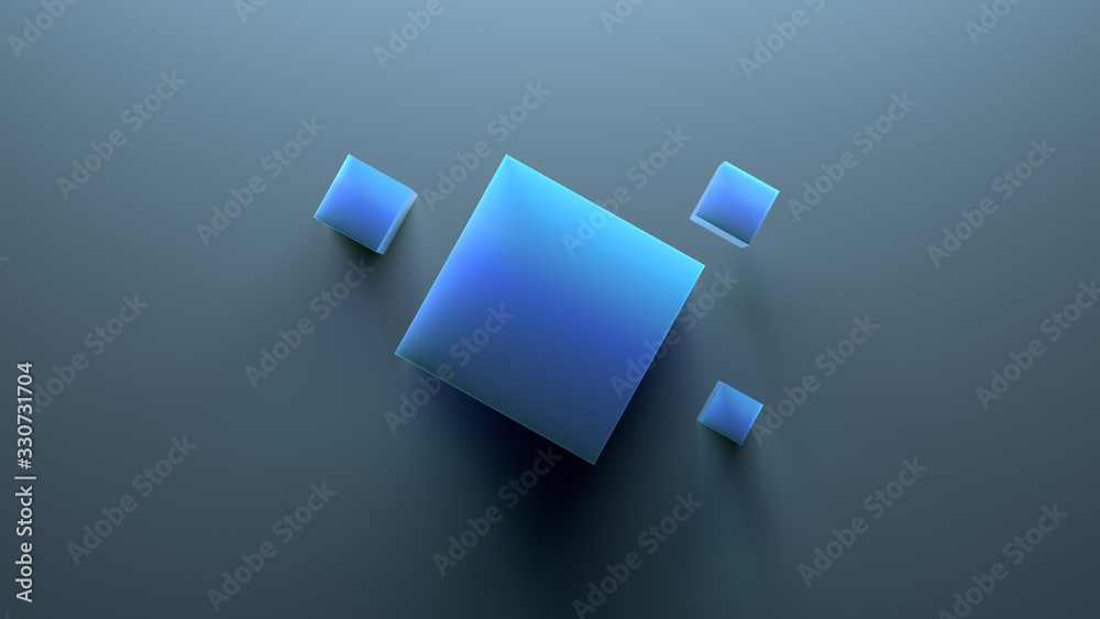 Poster 3d abstract background with blue element. cube shapes.
