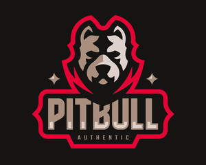 American pitbull modern logo. Dog design emblem template for a sport and eSport team.