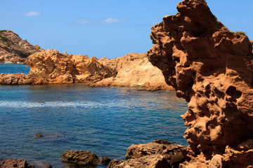 Cala Pregonda, Menorca / Spain - June 23, 2016: Cala Pregonda Biosphere Reserve area view, Menorca, Balearic Islands, Spain