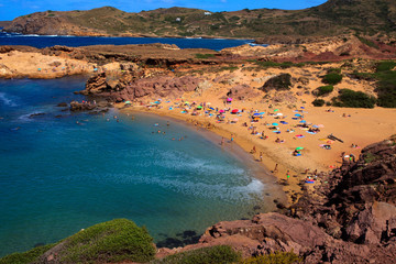 Cala Pregonda, Menorca / Spain - June 23, 2016: Cala Pregonda Biosphere Reserve area view, Menorca, Balearic Islands, Spain
