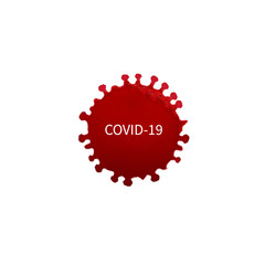 Covid-19 Coronavirus cell disease concept in shape of a drop of blood on white background