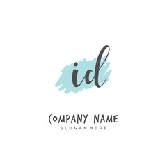 Handwritten initial letter I D ID for identity and logo. Vector logo template with handwriting and signature style.