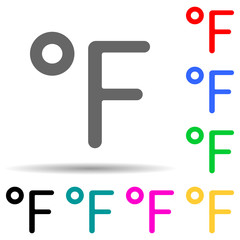 Fahrenheit sign multi color style icon. Simple thin line, outline vector of web icons for ui and ux, website or mobile application