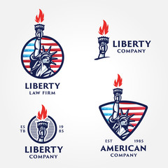 Set of Solid And Bold Liberty Statue Badges.