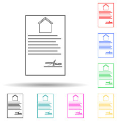 contract for the purchase of an apartment multi color style icon. Simple thin line, outline vector of web icons for ui and ux, website or mobile application
