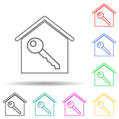 key in the house multi color style icon. Simple thin line, outline vector of web icons for ui and ux, website or mobile application