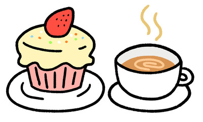 マグカップとケーキ　カフェ