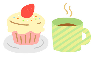 マグカップとケーキ　カフェ