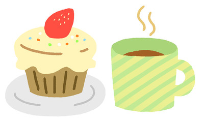 マグカップとケーキ　カフェ