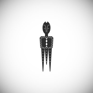 Traditional totem with decoration for different designs. Icon black of African culture.