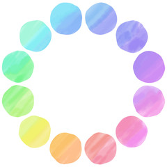 pastel colored watercolor circular parts.12 pieces