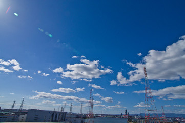 Obraz premium Scenery of industrial area in Osaka.