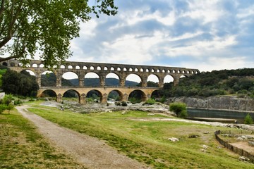 pont du gard, photo as a background , in Pont du gard, gardon, nimes france