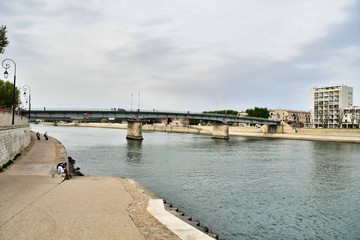 bridge over the river, photo as a background , in arles, provence, france