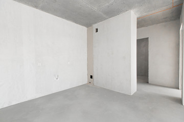 interior of the apartment without decoration in gray colors