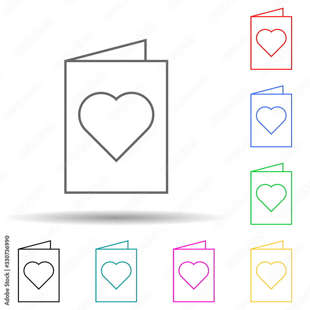 Poster card with heart multi color style icon. simple thin line, outline vector of web icons for ui and ux,