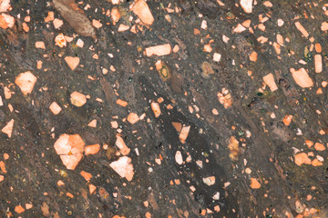 Close- up texture of brown volcanic rock with porphyry structure - obrazy, fototapety, plakaty