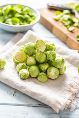 Fresh raw brusseles sprouts on napkin - Close-up