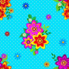 Floral arrangement, a bouquet of paper products, bright multi-colored paper flowers, design elements, artistic handmade, 3D rendering, seamless pattern