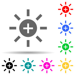 sun with a plus multi color style icon. Simple thin line, outline vector of web icons for ui and ux, website or mobile application