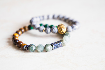  Photos of men's and women's bracelets made of natural stone