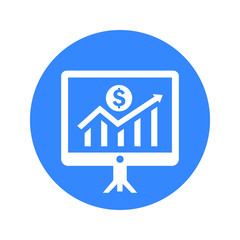 Earning growth blue icon, Profit statistics