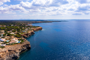 Aerial view, Vallgornera, cliffs, Cala Pi region, Mallorca, Balearic Islands, Spain