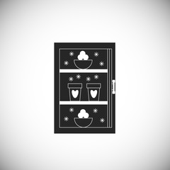 Black icon of ice cream in the freezer. Simple elements for kitchen design.