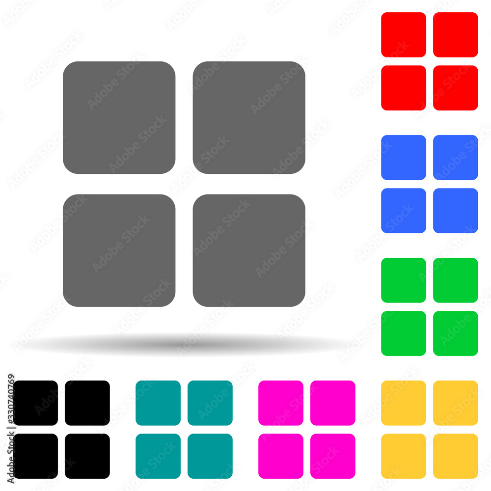 Poster four squares multi color style icon. simple thin line, outline vector of web icons for ui and ux, we