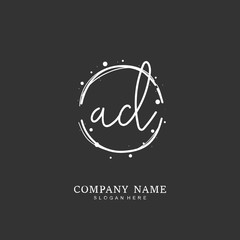 Handwritten initial letter A D AD for identity and logo. Vector logo template with handwriting and signature style.